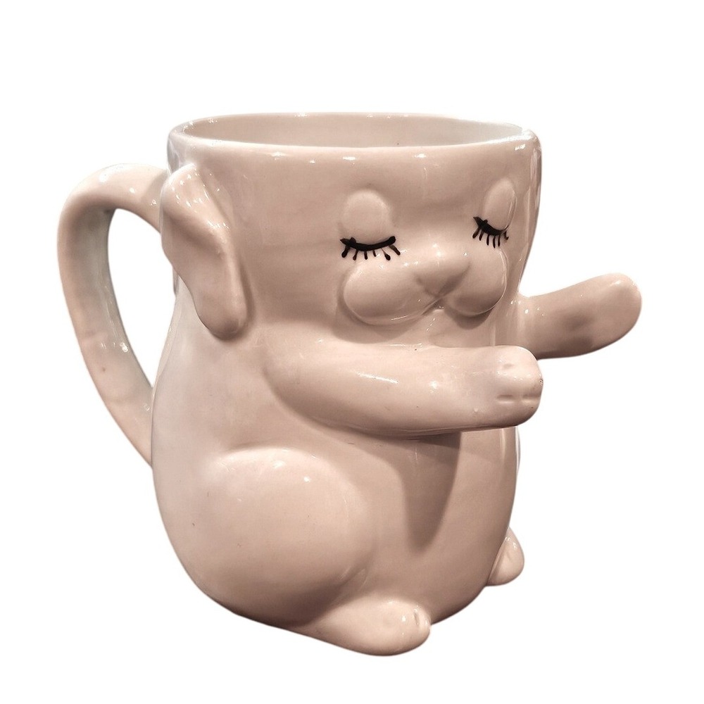 Vintage Fitz and Floyd Puppy Love Dog‎ Hugging Mug MCM Novelty Japan Ceramic